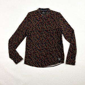 Scotch & Soda Size XL Party Animal Leopard Spotted Print Button Mandarin Collar